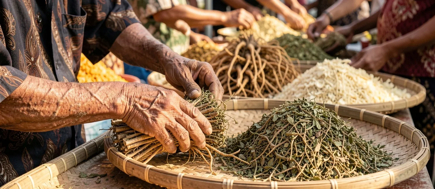 Pasar tradisional rempah di Makassar dengan beragam bahan alami