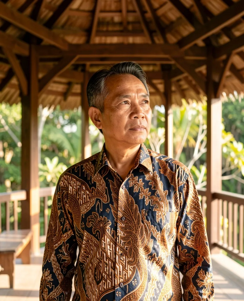 Pria dewasa Indonesia yang menampilkan ketenangan dan kepercayaan diri